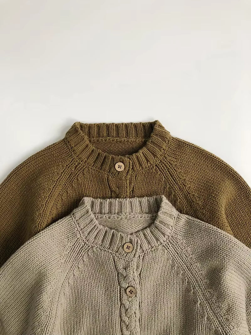 Korean Style Children'S Sweater 1-6Y Boys Loose Cardigans Coat Girls Knitted Retro Casual Outwear Top