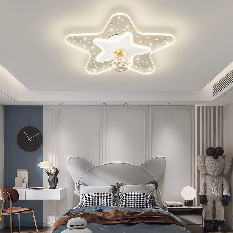 Modern LED Ceiling Lamp Nordic Creative Cartoon Starry Sky Children'S Room Chandelier Applicable to Bedroom and Study Lamps 2023