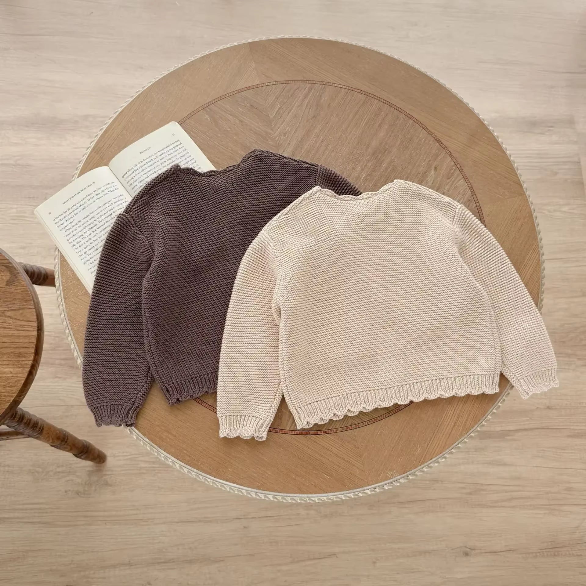 0-3Y Newborn Knitted Cardigan Baby Girl Boy Cotton Handmade Scalloped Long Sleeve Button down Sweater Autumn Winter Outerwear