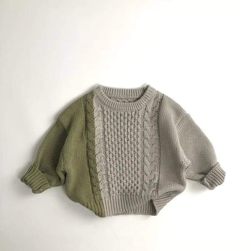 New Autumn Kid'S Sweater 1-6Y Boys Trendy Patchwork Sweater Girls Knitted Pullover Children'S Loose Knitwear