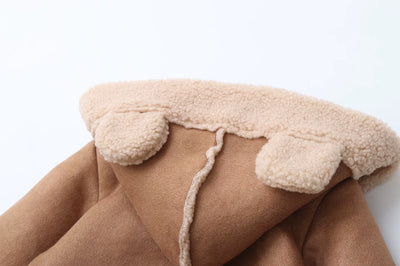 0-2Y Winter Baby Boys Clothes Fur Hoodie Girls Jumpsuits Fleece Lining Baby Rompers Windy Break Infant Outfit