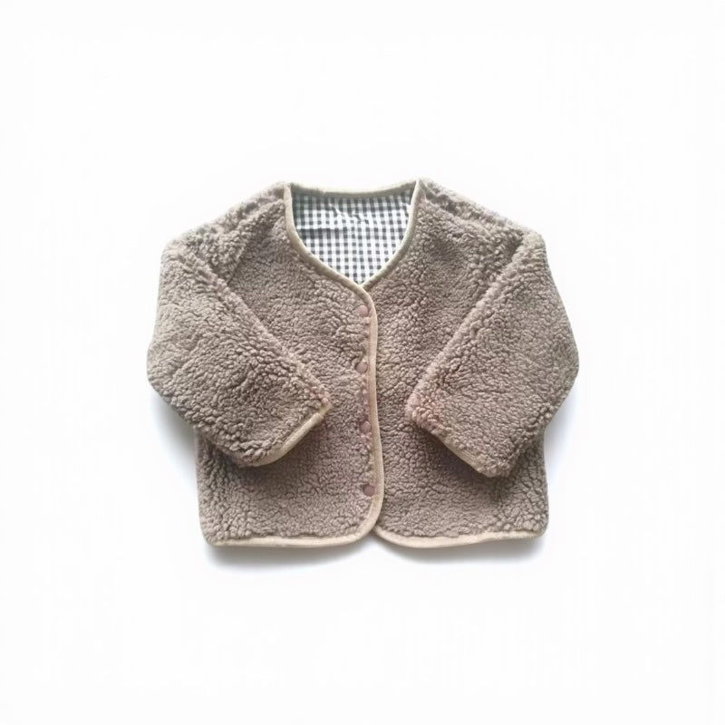 CozyFlip Kids: Reversible Plaid Plush Jacket