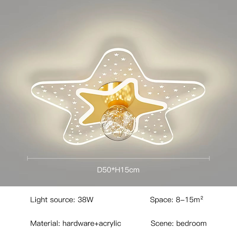 Modern LED Ceiling Lamp Nordic Creative Cartoon Starry Sky Children'S Room Chandelier Applicable to Bedroom and Study Lamps 2023