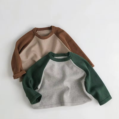 1-6Y Spring and Autumn Children'S Sweaters Boy Kintted Long Sleeve T-Shirt Girl Retro Patchwork Pullover Kid'S Clothing