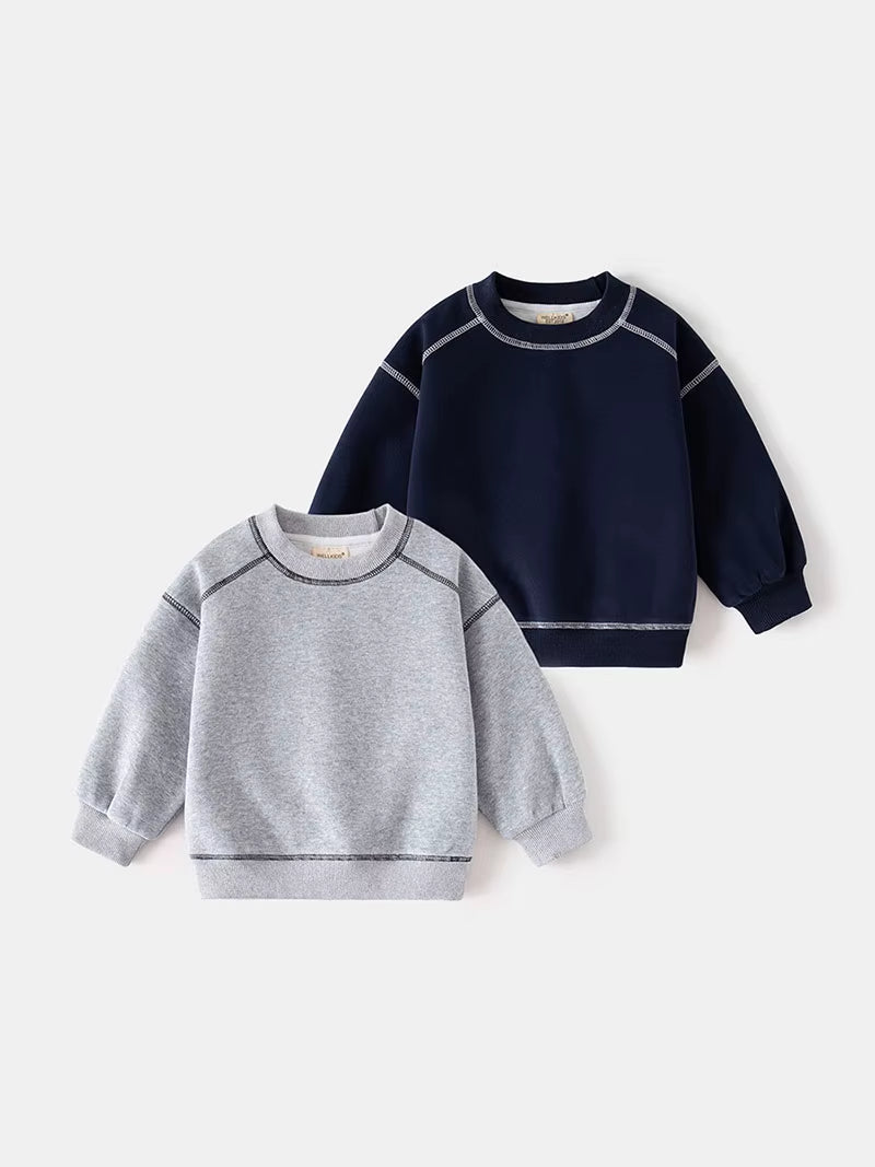 New Spring Kids Hoodie 2-6T Girls Cute Contrast Color Pullover Thin Style Children Loose Boys Sweatshirt