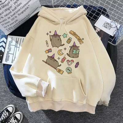 Women'S Cat Hooded Sweatshirt 2024 Cartoon Costume Korean Harajuku Kawai Style Oversized