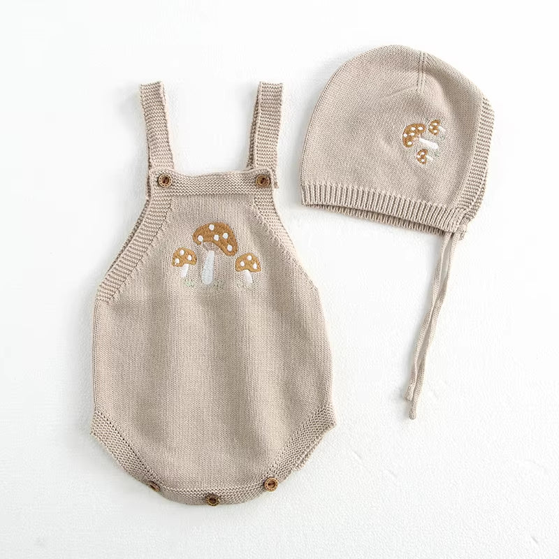 0-3 Y 2024 Autumn Baby Sweater Infant Girls Mushroom Embroidery Cardigan Toddler Boys Knitted Coat Optional Bodysuit