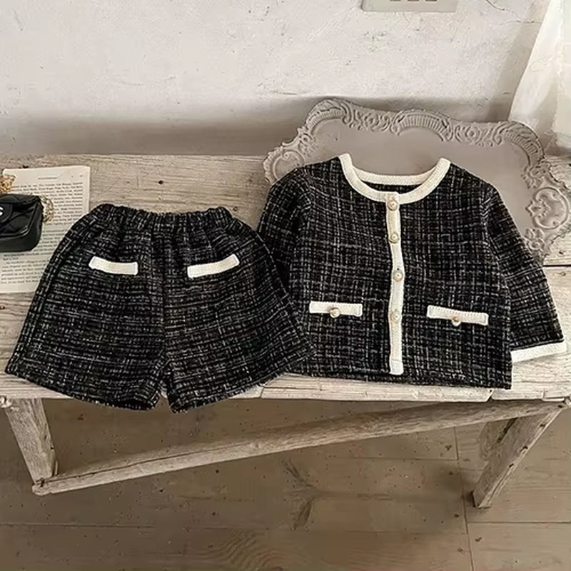 2024 New Autumn Newborn Baby Girls Clothing Set Long Sleeved Solid Color Knitted Pullover+Pants Toddler Baby Girl Clothes Suit