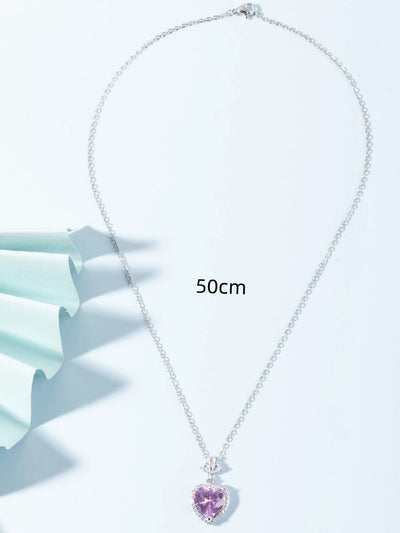 1Pc Luxury Geometric Hearth Necklace for Women Wedding Engagement Party Jewelry
