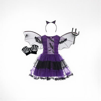 Purple Bat Princess: Witchy Costume with Wings & Headwear