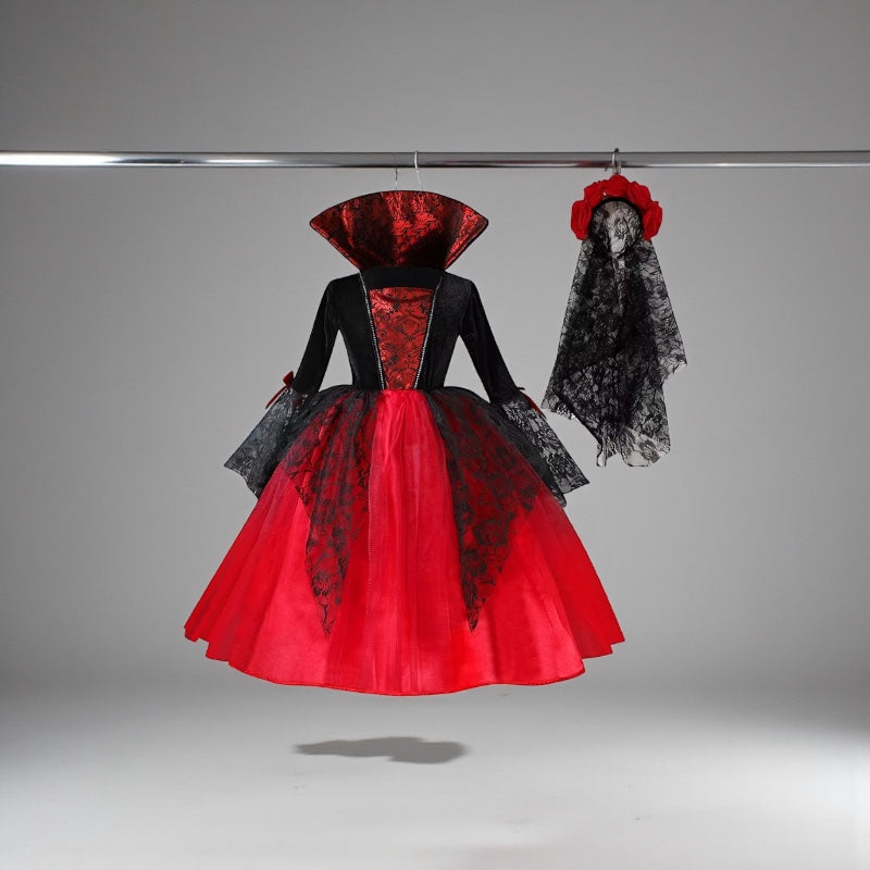 Scarlet Vampire Bride Costume – Kids’ Gothic Dress