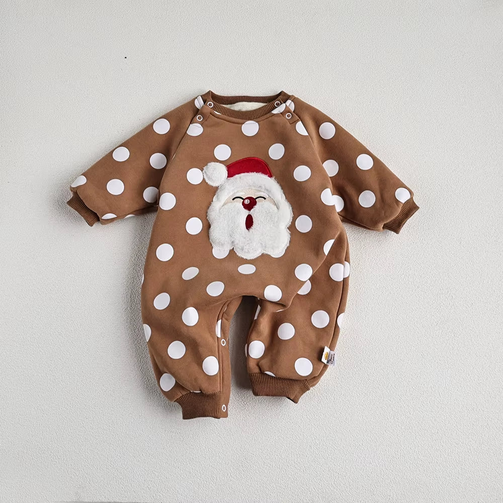 Christmas Baby Clothes Santa Claus Rompers Warm Fur Lining Infant Jumpsuit Boys Outerwear