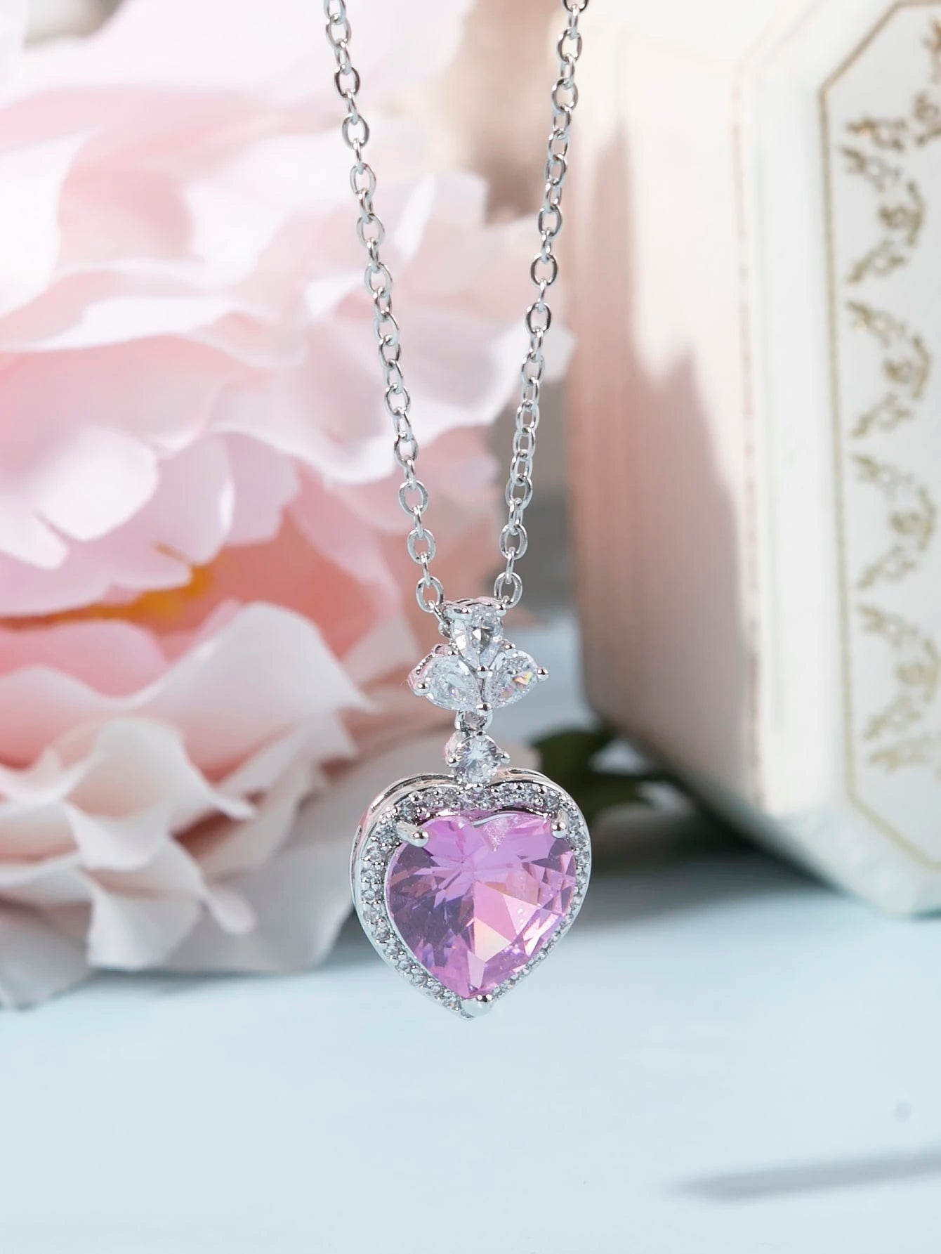 1Pc Luxury Geometric Hearth Necklace for Women Wedding Engagement Party Jewelry