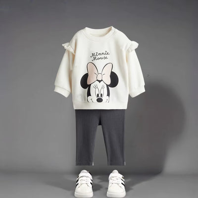 Autumn New Children Clothes Long Sleeve Suit Printed Cartoon Minnie Baby Girls Casual Tracksuits Kids Hoodie + Leggings 2Pc/Set