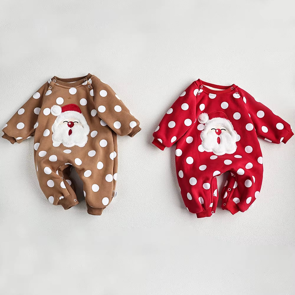 Christmas Baby Clothes Santa Claus Rompers Warm Fur Lining Infant Jumpsuit Boys Outerwear