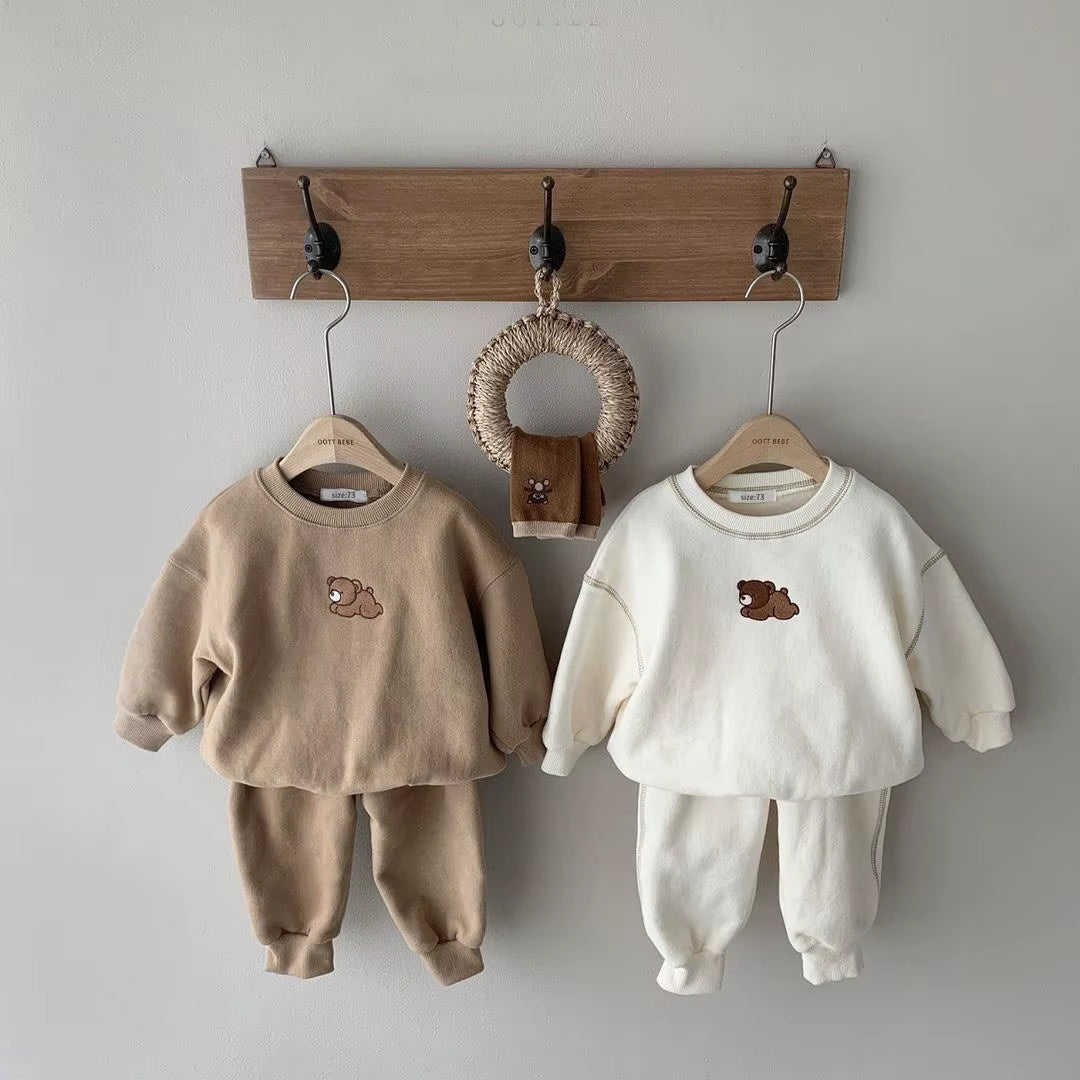 New Autumn Baby Clothes Set 9M-3T Cute Bear Girls Hoodie + Sweatpants Loose Korean Version Toddler Casual Suit 2PCS