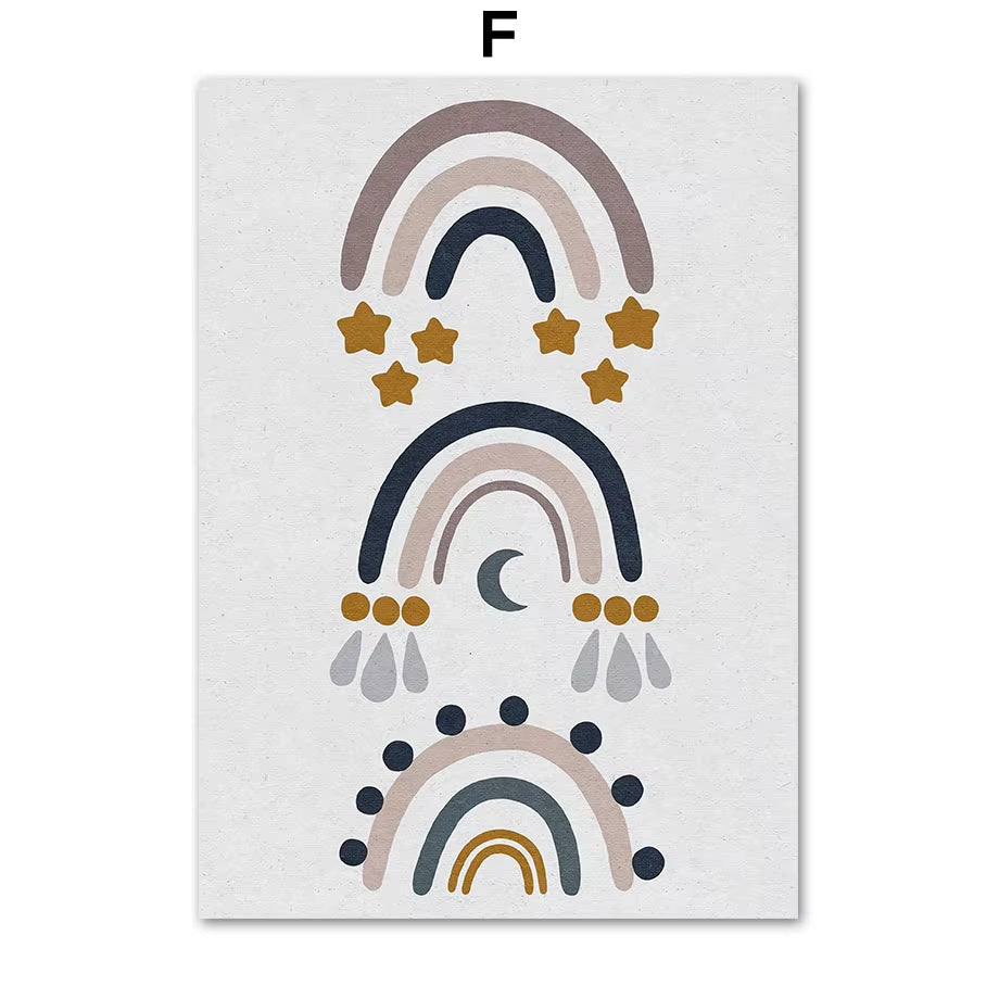 Boho Car Traffic Rainbow Alphabet Digit Wall Art Canvas Painting Nordic Cartoon Posters and Prints Pictures Baby Kids Room Decor