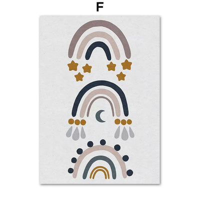 Boho Car Traffic Rainbow Alphabet Digit Wall Art Canvas Painting Nordic Cartoon Posters and Prints Pictures Baby Kids Room Decor