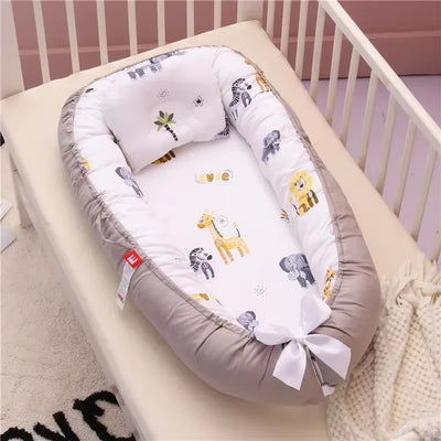 Travel Bed Infant Toddler Cotton Cradle for Newborn Baby Bed Bassinet Bumper New 85*50Cm Baby Nest Bed with Pillow Portable Crib