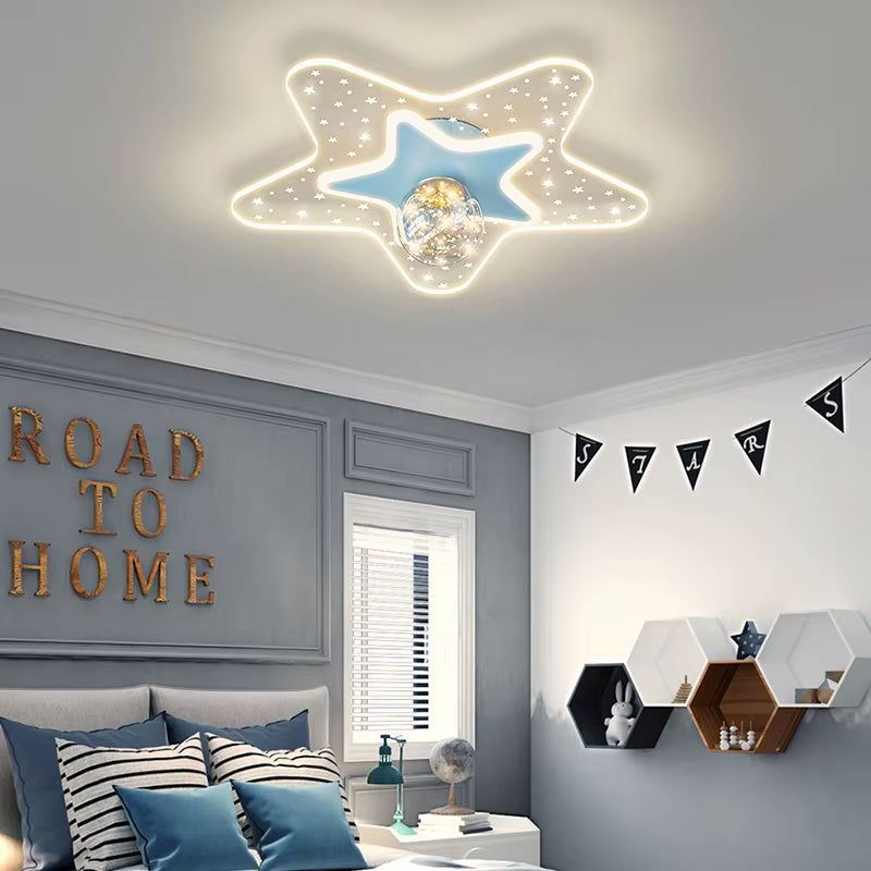 Modern LED Ceiling Lamp Nordic Creative Cartoon Starry Sky Children'S Room Chandelier Applicable to Bedroom and Study Lamps 2023