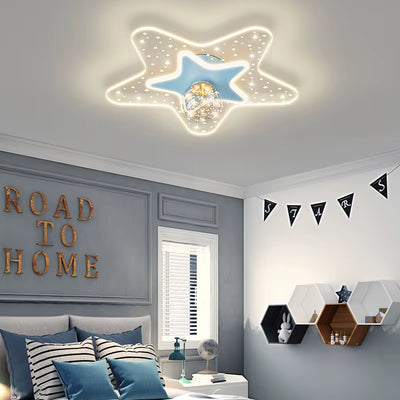 Modern LED Ceiling Lamp Nordic Creative Cartoon Starry Sky Children'S Room Chandelier Applicable to Bedroom and Study Lamps 2023