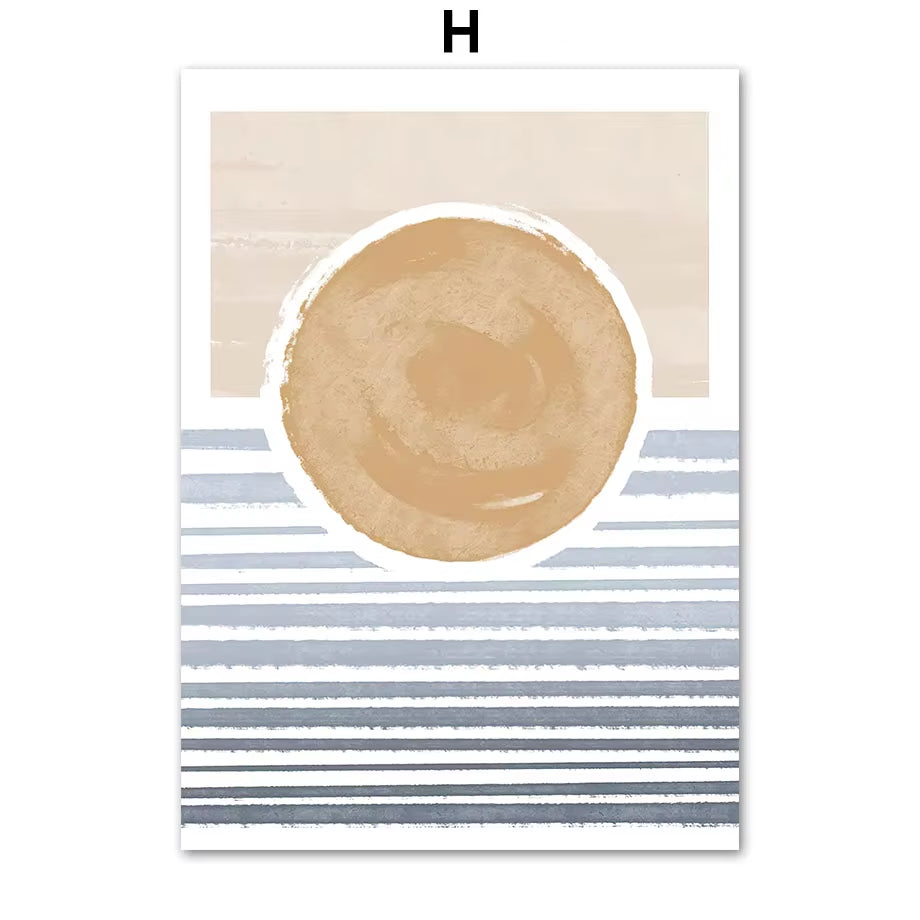 Boho Ocean Sun Rainbow Lotus Tree Abstract Landscape Posters and Prints Wall Art Canvas Painting Pictures for Living Room Decor