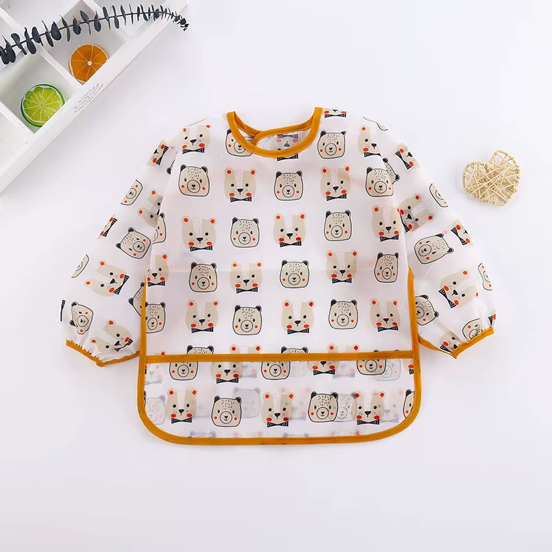 Waterproof Full Sleeve Baby Bibs Children Apron Long Sleeve Feeding Smock Kids Eating Breastplate Infant Scarf Clothing