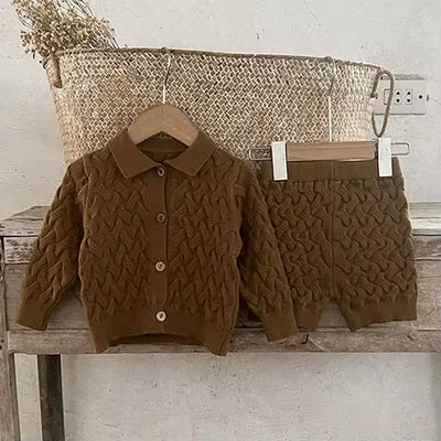 2024 New Autumn Newborn Baby Girls Clothing Set Long Sleeved Solid Color Knitted Pullover+Pants Toddler Baby Girl Clothes Suit