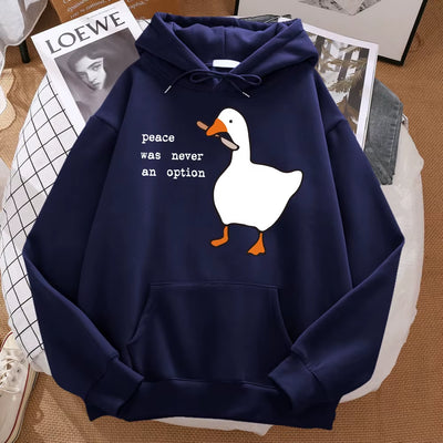 Peace Was Never an Option Printed Sweatshirt Men Street Oversize Autumn Hooded Hipster Soft Hoodies Hip Hop Warm Sportswears