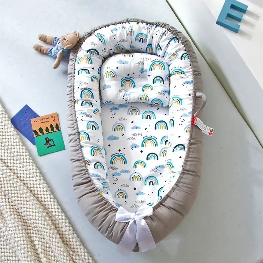 Travel Bed Infant Toddler Cotton Cradle for Newborn Baby Bed Bassinet Bumper New 85*50Cm Baby Nest Bed with Pillow Portable Crib