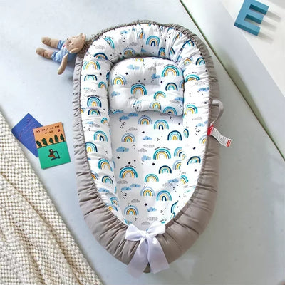 Travel Bed Infant Toddler Cotton Cradle for Newborn Baby Bed Bassinet Bumper New 85*50Cm Baby Nest Bed with Pillow Portable Crib