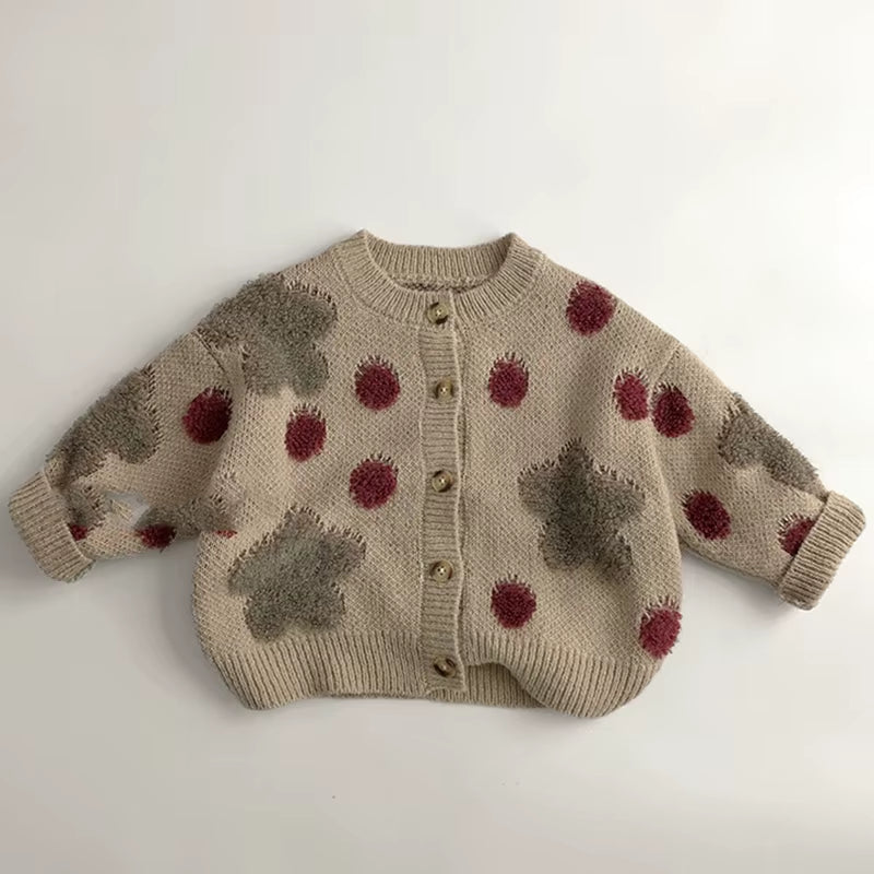 Christmas Girls Cardigan Autumn Winter Contrasting Jacket Kids Knitted Children Sweater Thickened Tops Baby Outerwear Clothes
