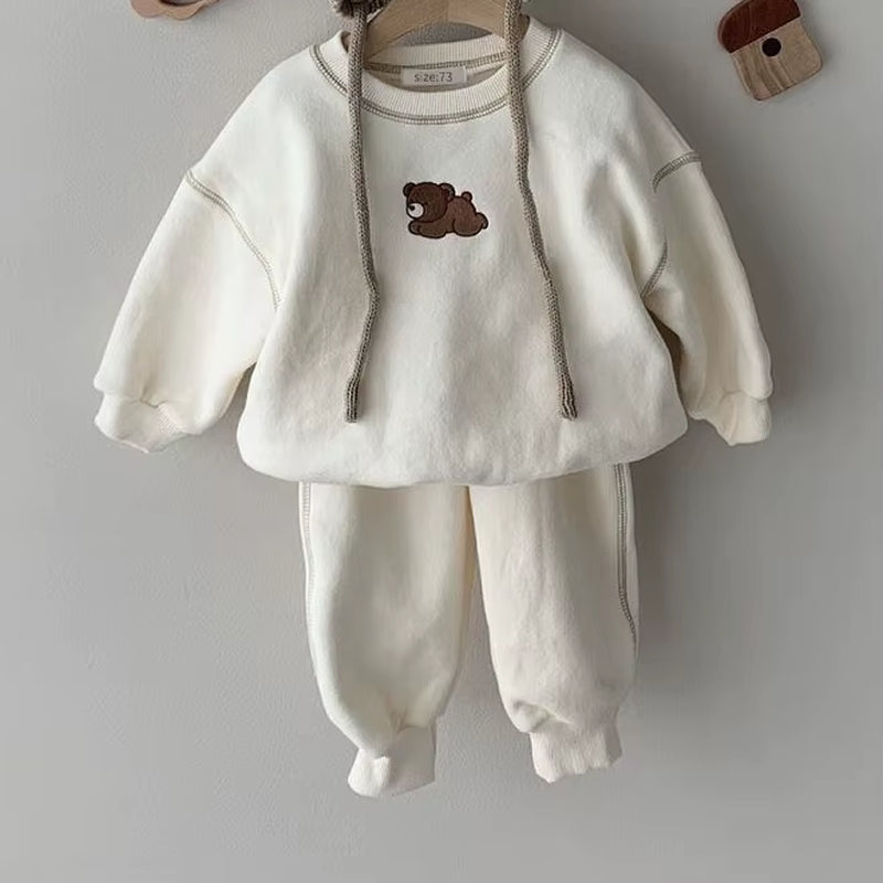 New Autumn Baby Clothes Set 9M-3T Cute Bear Girls Hoodie + Sweatpants Loose Korean Version Toddler Casual Suit 2PCS