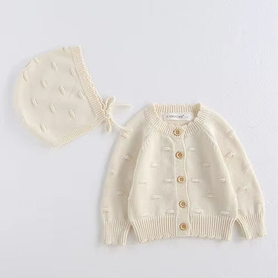 2025 New Autumn 0-3Yrs Toddler Baby Girl Knitting Cardigan Coat Long Sleeved Solid Color Newborn Baby Girls Sweater Coat