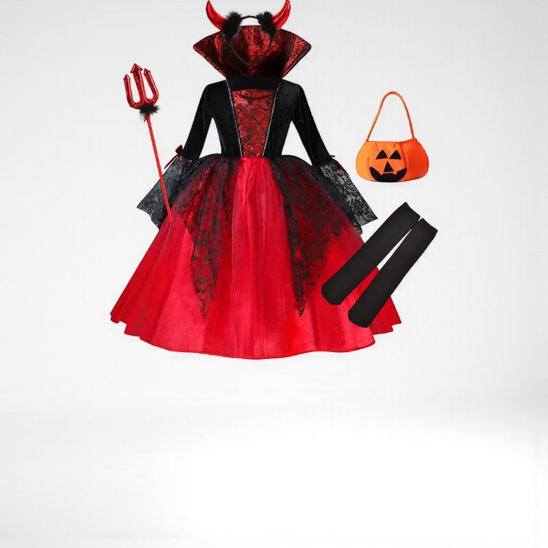Scarlet Vampire Bride Costume – Kids’ Gothic Dress
