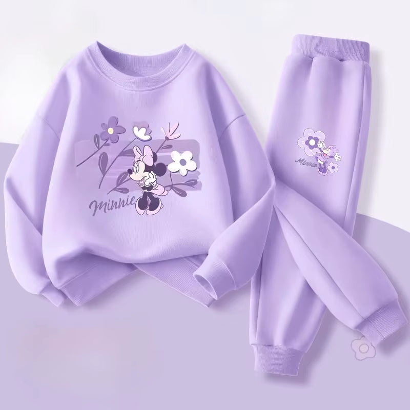 Purple Series  Print Spring New Style Children'S Clothing Sets Girls Casual Sweatsuit Kids Pullover Long Pant 2Cps Set