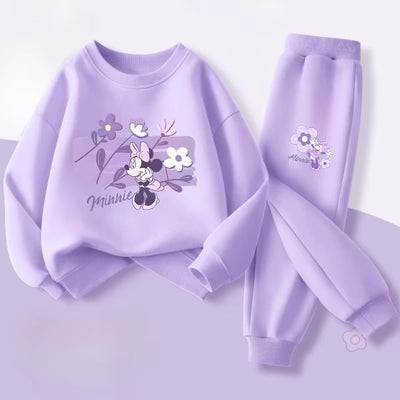 Purple Series  Print Spring New Style Children'S Clothing Sets Girls Casual Sweatsuit Kids Pullover Long Pant 2Cps Set