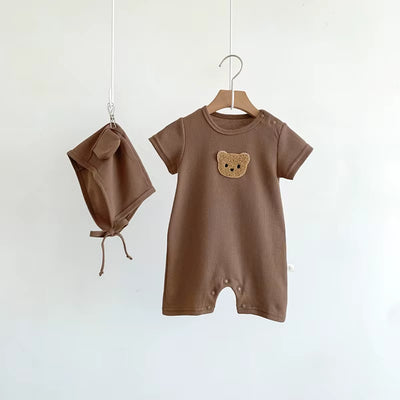 Baby Romper Waffle Boys Jumpsuits Infant Clothes with Hat Baby Boys Clothiing