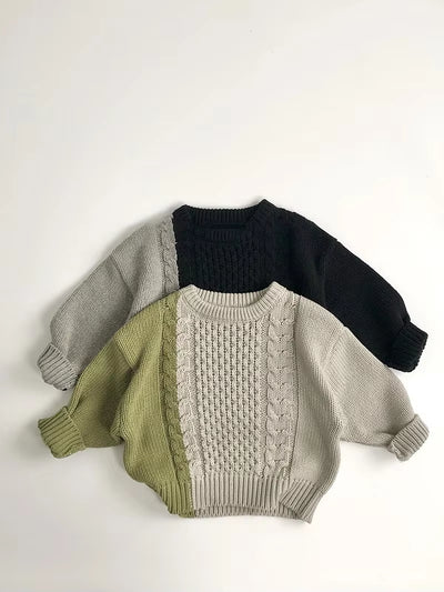 New Autumn Kid'S Sweater 1-6Y Boys Trendy Patchwork Sweater Girls Knitted Pullover Children'S Loose Knitwear
