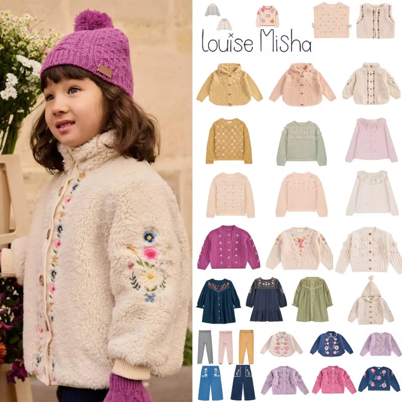 Spot Louise Misha 2025 AW New Children'S Sweater, Cape Cardigan, Knitted Pants, Coat