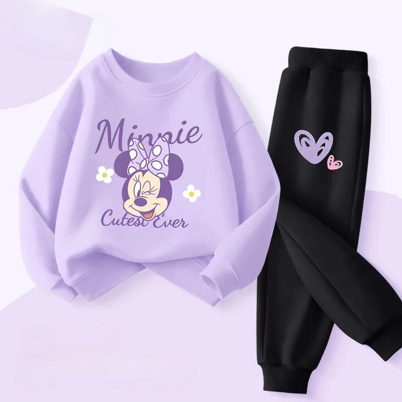 Purple Series  Print Spring New Style Children'S Clothing Sets Girls Casual Sweatsuit Kids Pullover Long Pant 2Cps Set