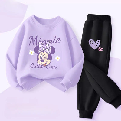 Purple Series  Print Spring New Style Children'S Clothing Sets Girls Casual Sweatsuit Kids Pullover Long Pant 2Cps Set