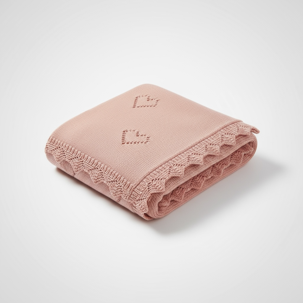 SnuggleNest Ultra-Soft Cotton Knit Baby Blanket 90x70