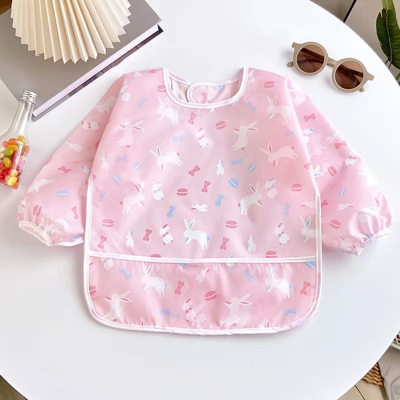 Waterproof Full Sleeve Baby Bibs Children Apron Long Sleeve Feeding Smock Kids Eating Breastplate Infant Scarf Clothing