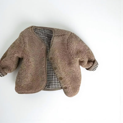 CozyFlip Kids: Reversible Plaid Plush Jacket