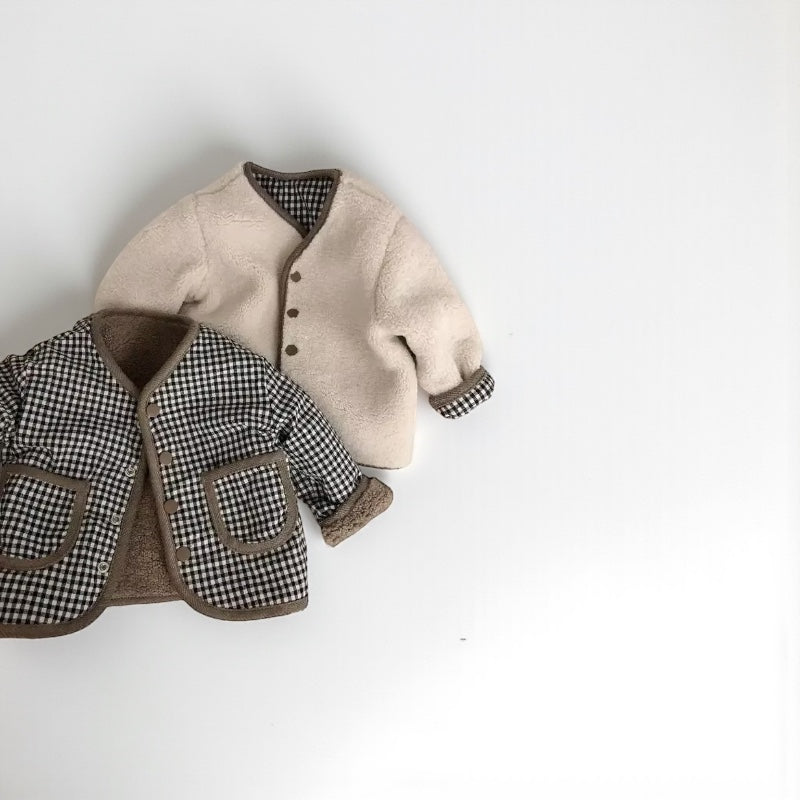 CozyFlip Kids: Reversible Plaid Plush Jacket
