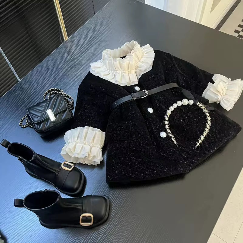 Children Clothing Girl Cotton Jacket 2023 Winter New Female Baby Winter Mid Length Cotton Jacket with Thick Cotton Jacket