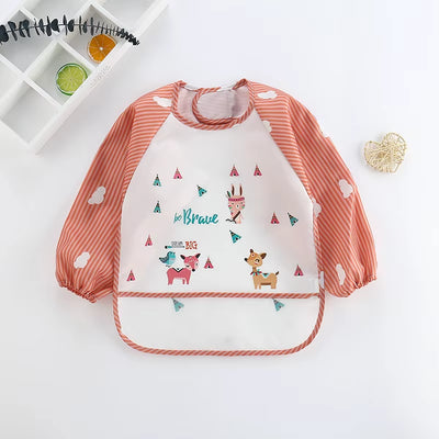 Waterproof Full Sleeve Baby Bibs Children Apron Long Sleeve Feeding Smock Kids Eating Breastplate Infant Scarf Clothing