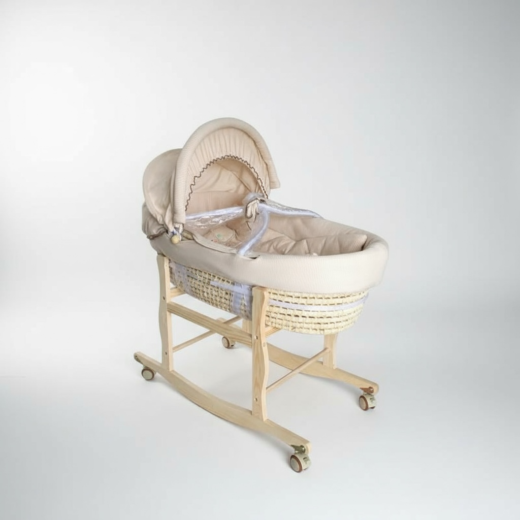 CradleWheels: Portable Solid Wood Baby Stroller Bed