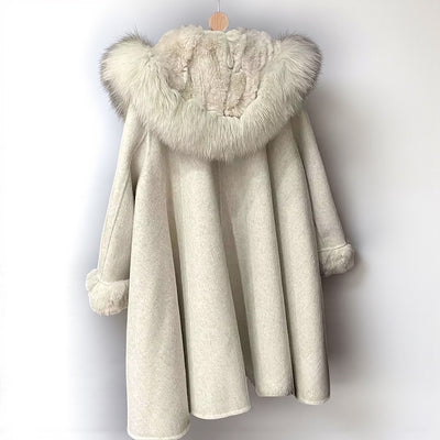 CozyBeige Kids Fur Collar Winter Wool Coat